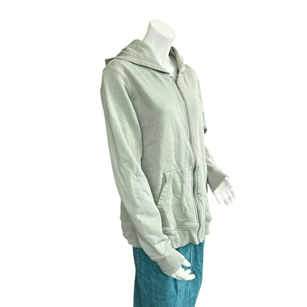 Pact Sage Green Organic Cotton Heavyweight Zip Up Hooded Sweatshirt Medium - Picture 3 of 7